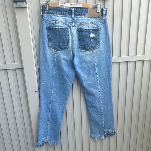 Free People Distressed Contrast Blue Ankle Jeans - Picture 10 of 10